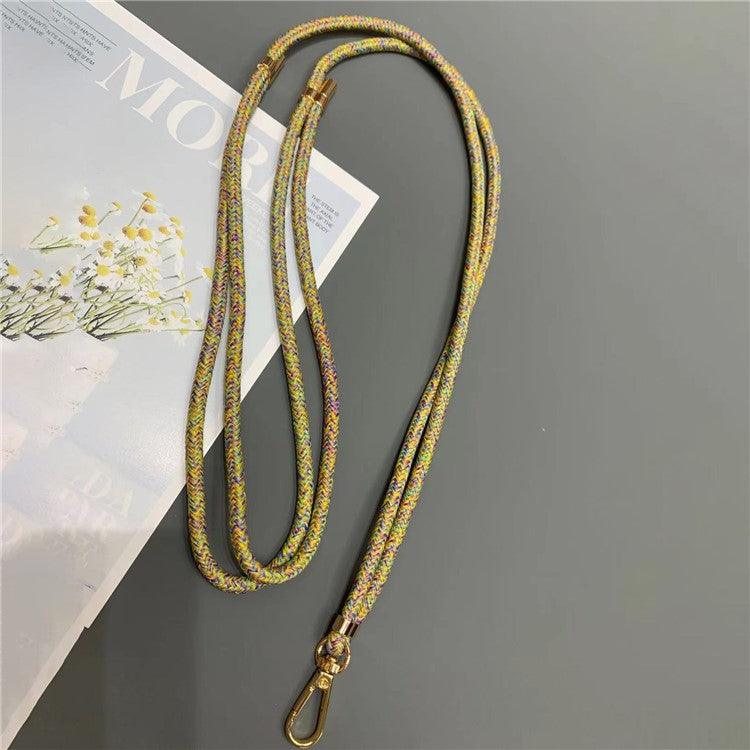 Phone Lanyard 6mm Thick Adjustable Nylon Neck Strap with Gold Clasp, Tether Tab, Total Length: 150cm - Colorful Yellow