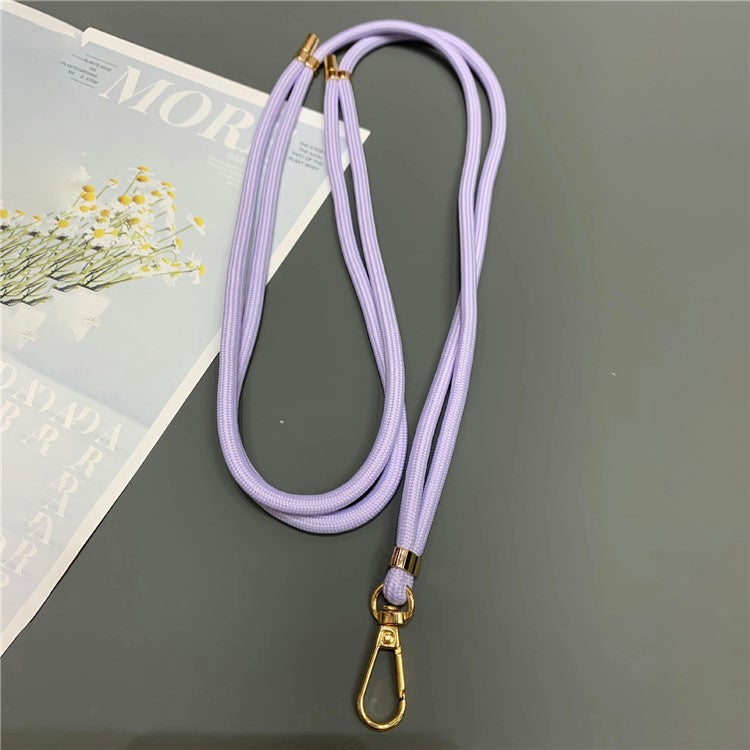 Phone Lanyard 6mm Thick Adjustable Nylon Neck Strap with Gold Clasp, Tether Tab, Total Length: 150cm - Light Purple