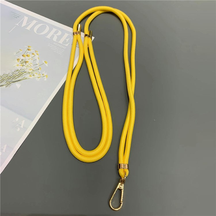 Phone Lanyard 6mm Thick Adjustable Nylon Neck Strap with Gold Clasp, Tether Tab, Total Length: 150cm - Yellow