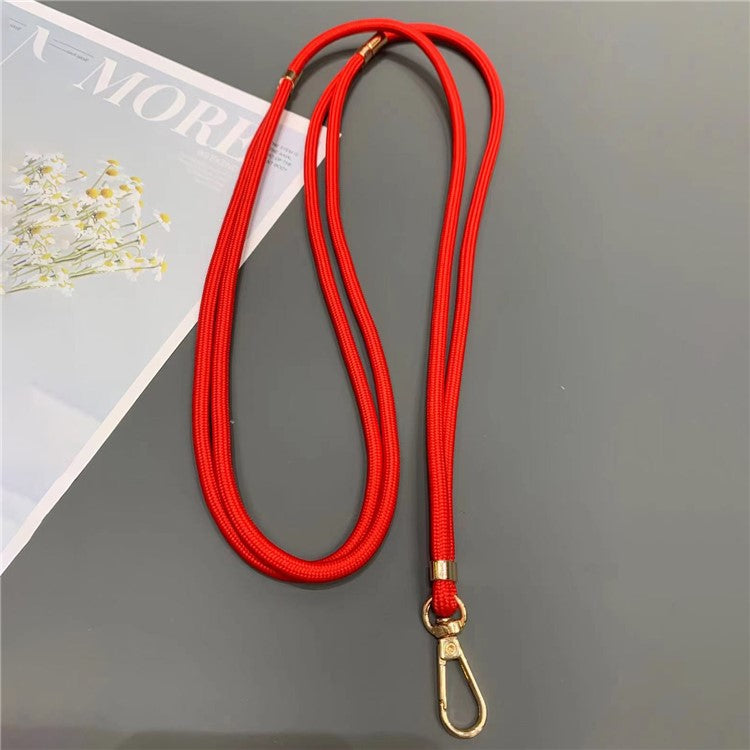 Phone Lanyard 6mm Thick Adjustable Nylon Neck Strap with Gold Clasp, Tether Tab, Total Length: 150cm - Red