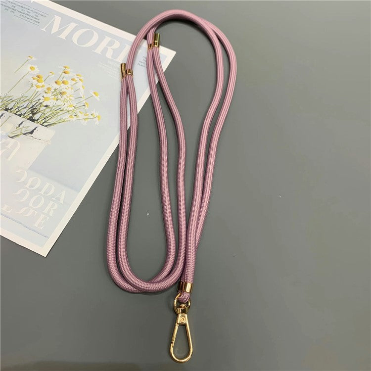 Phone Lanyard 6mm Thick Adjustable Nylon Neck Strap with Gold Clasp, Tether Tab, Total Length: 150cm - Deep Pink