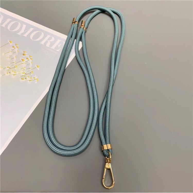 Phone Lanyard 6mm Thick Adjustable Nylon Neck Strap with Gold Clasp, Tether Tab, Total Length: 150cm - Dark Cyan