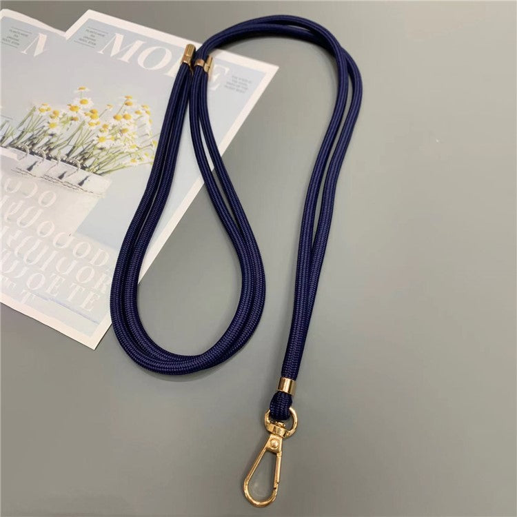 Phone Lanyard 6mm Thick Adjustable Nylon Neck Strap with Gold Clasp, Tether Tab, Total Length: 150cm - Sapphire