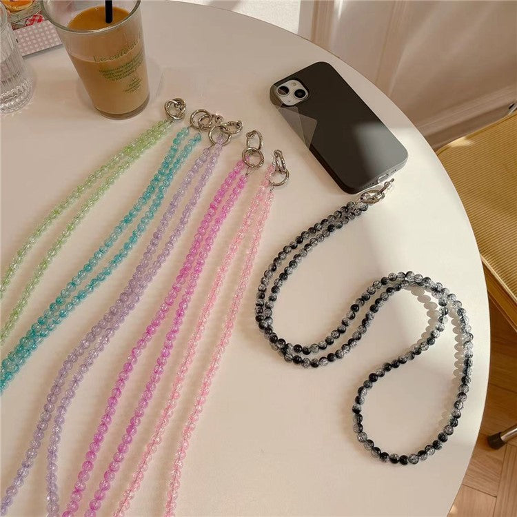 Universal Phone Lanyard 120cm Beaded Cell Phone Chain Crossbody Strap Anti-Theft with Tether Tab - Purple