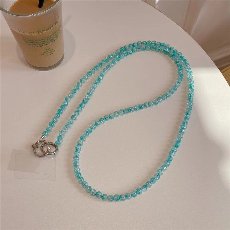 Universal Phone Lanyard 120cm Beaded Cell Phone Chain Crossbody Strap Anti-Theft with Tether Tab - Blue