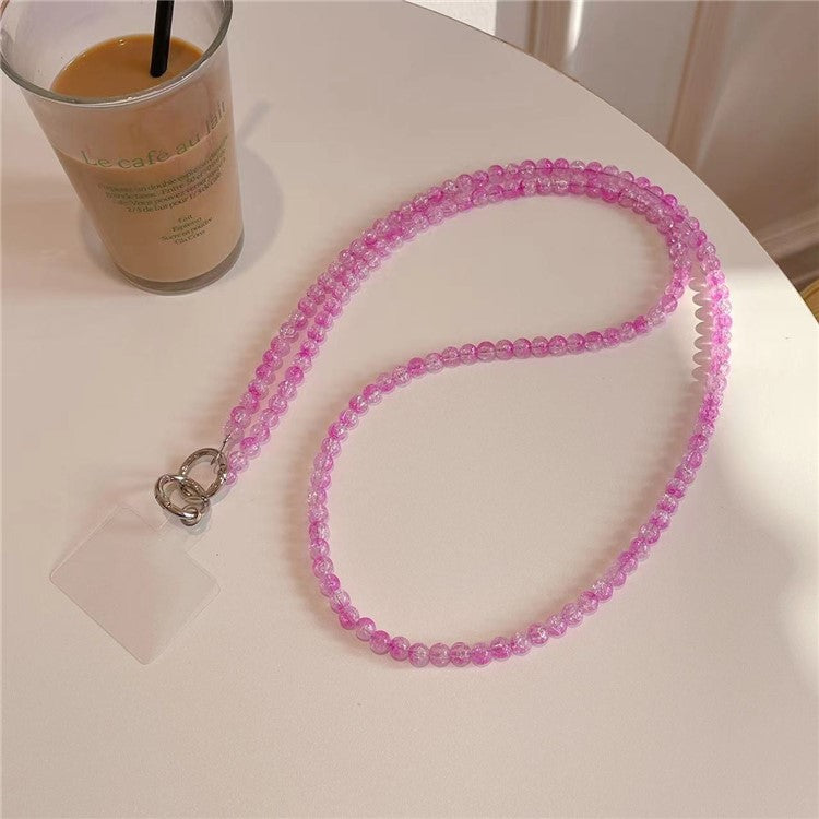 Universal Phone Lanyard 120cm Beaded Cell Phone Chain Crossbody Strap Anti-Theft with Tether Tab - Rose