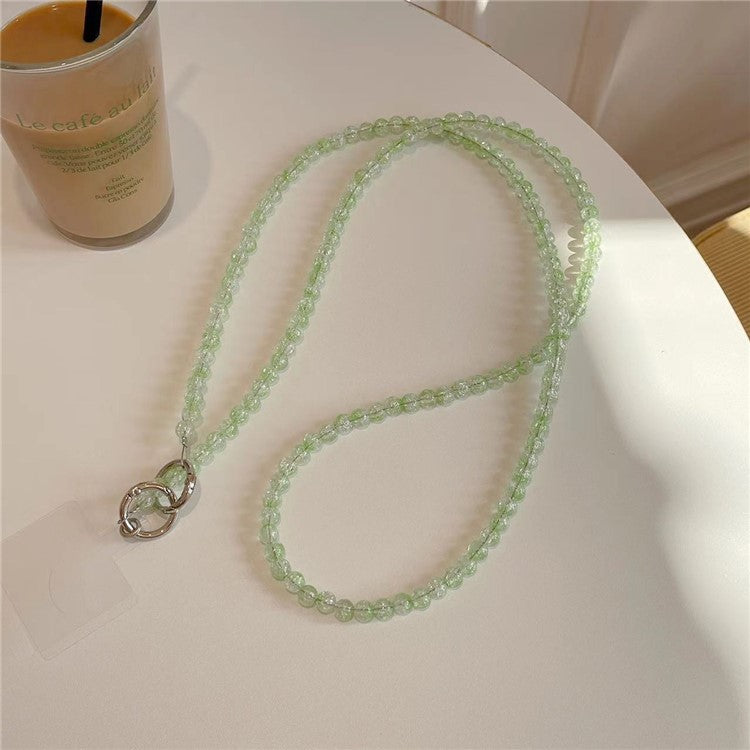 Universal Phone Lanyard 120cm Beaded Cell Phone Chain Crossbody Strap Anti-Theft with Tether Tab - Green