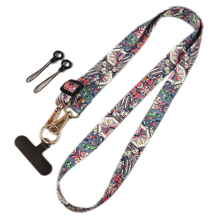 Crossbody Phone Lanyard Ethnic Style Nylon Phone Strap with Tether Tab + Hanging Ropes, Total Length: 120cm - Bohemian