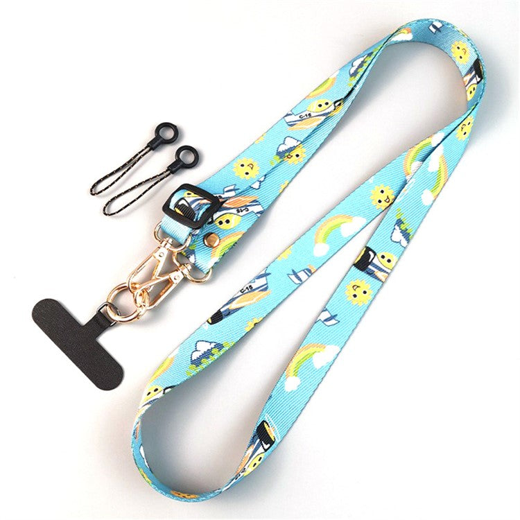 Crossbody Phone Lanyard Ethnic Style Nylon Phone Strap with Tether Tab + Hanging Ropes, Total Length: 120cm - Warm and Sunny