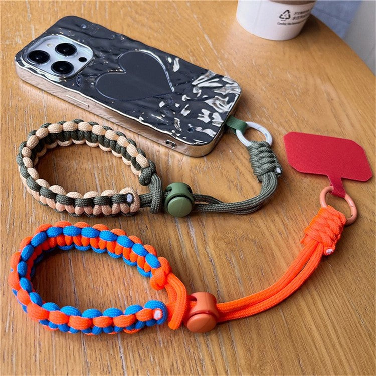 Phone Wrist Strap Adjustable Nylon Wrist Rope with Tether Tab, Toatl Length: 240mm - Orange+Blue