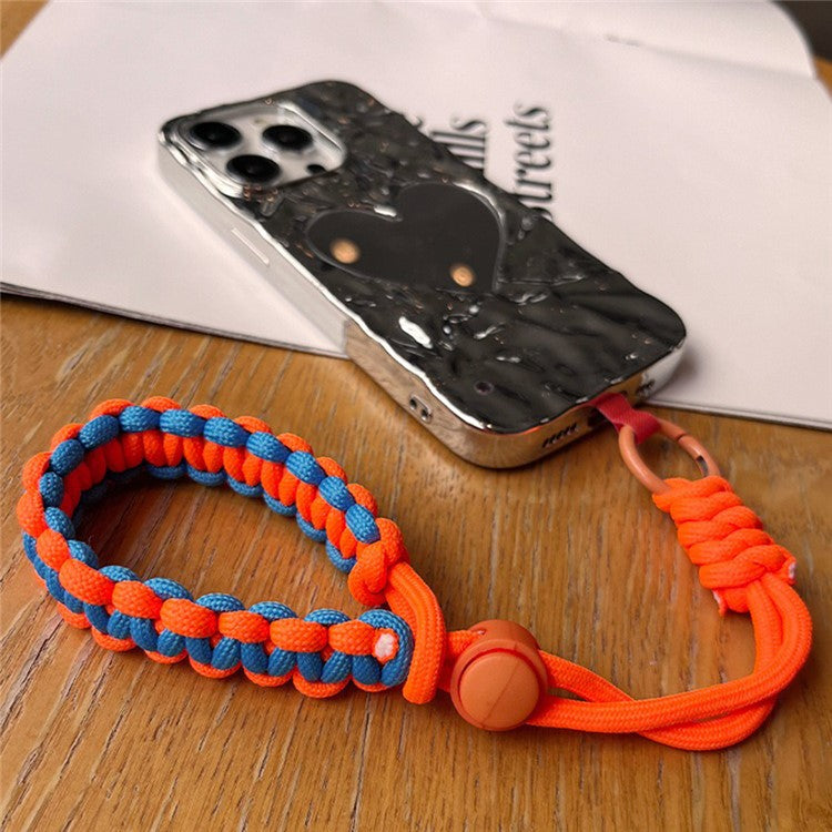 Phone Wrist Strap Adjustable Nylon Wrist Rope with Tether Tab, Toatl Length: 240mm - Orange+Blue