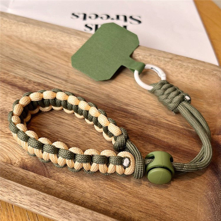 Phone Wrist Strap Adjustable Nylon Wrist Rope with Tether Tab, Toatl Length: 240mm - Army Green+Apricot