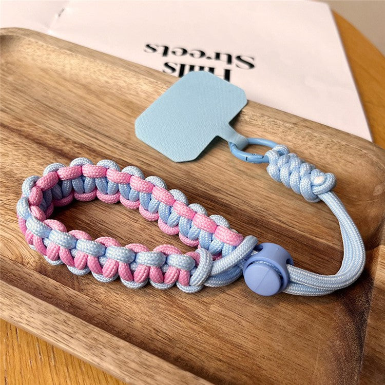 Phone Wrist Strap Adjustable Nylon Wrist Rope with Tether Tab, Toatl Length: 240mm - Cyan+Pink