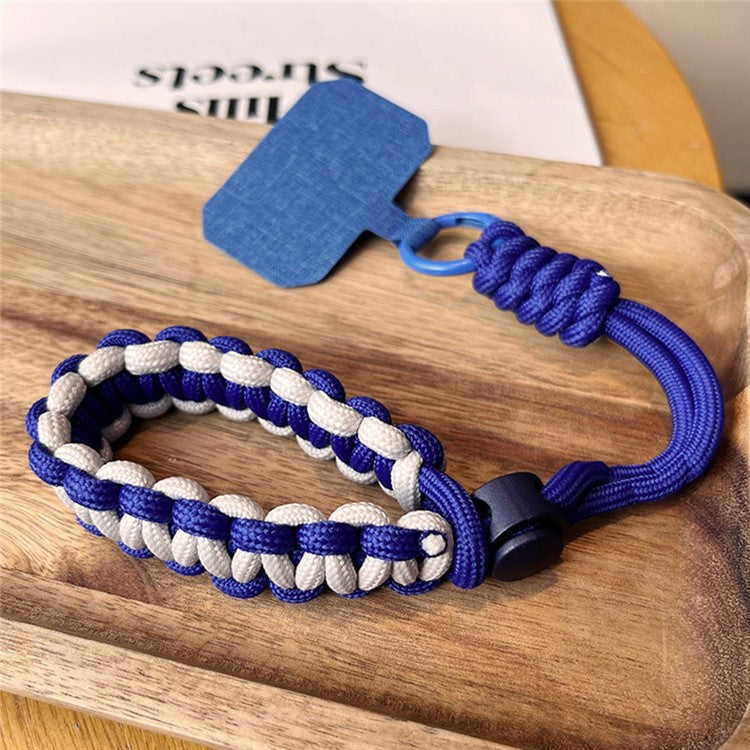 Phone Wrist Strap Adjustable Nylon Wrist Rope with Tether Tab, Toatl Length: 240mm - Dark Blue+White