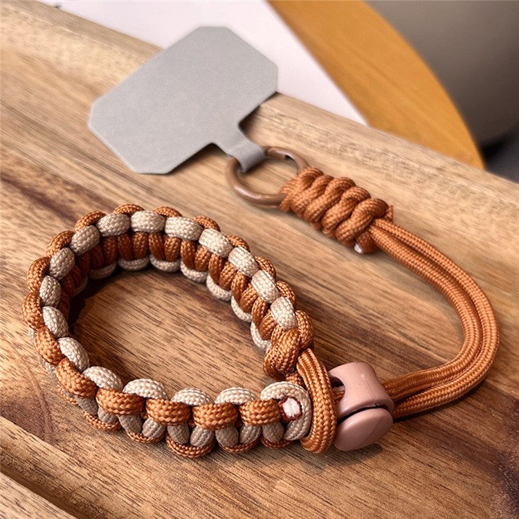 Phone Wrist Strap Adjustable Nylon Wrist Rope with Tether Tab, Toatl Length: 240mm - Brown+Coffee