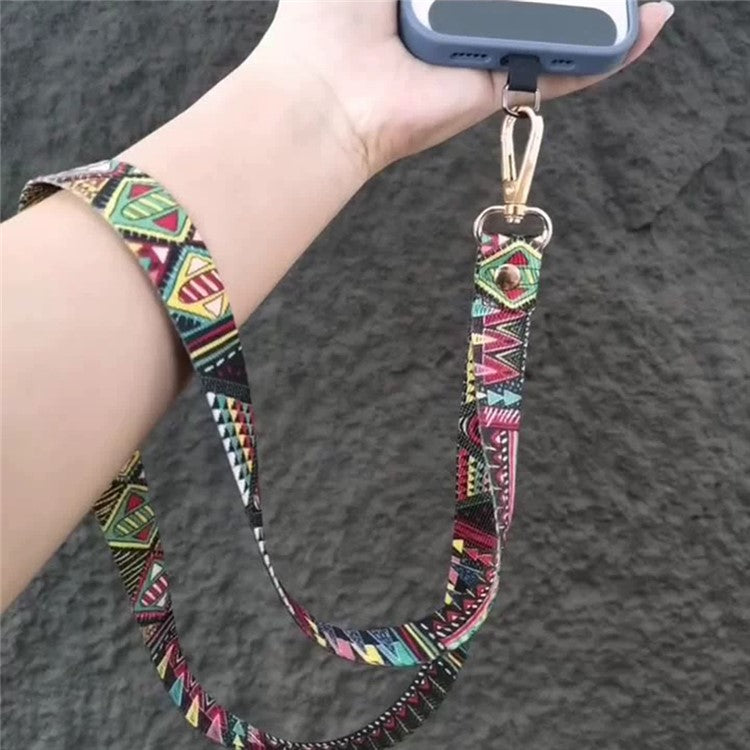 Phone Lanyard Ethnic Style Nylon Phone Neck Phone Charm with Tether Tab + Hanging Rope, Folded Length: 40cm - BG Runway