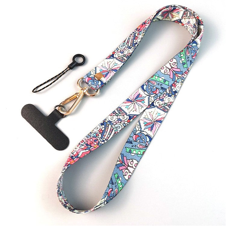 Phone Lanyard Ethnic Style Nylon Phone Neck Phone Charm with Tether Tab + Hanging Rope, Folded Length: 40cm - Bohemian