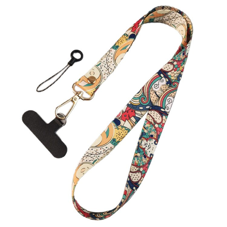 Phone Lanyard Ethnic Style Nylon Phone Neck Phone Charm with Tether Tab + Hanging Rope, Folded Length: 40cm - Auspicious Clouds