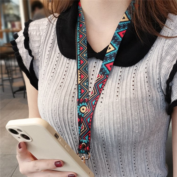 Phone Lanyard Ethnic Style Nylon Phone Neck Phone Charm with Tether Tab + Hanging Rope, Folded Length: 40cm - Auspicious Clouds