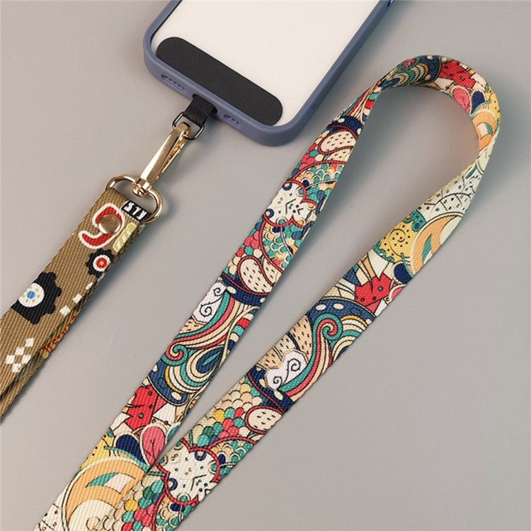 Phone Lanyard Ethnic Style Nylon Phone Neck Phone Charm with Tether Tab + Hanging Rope, Folded Length: 40cm - Auspicious Clouds