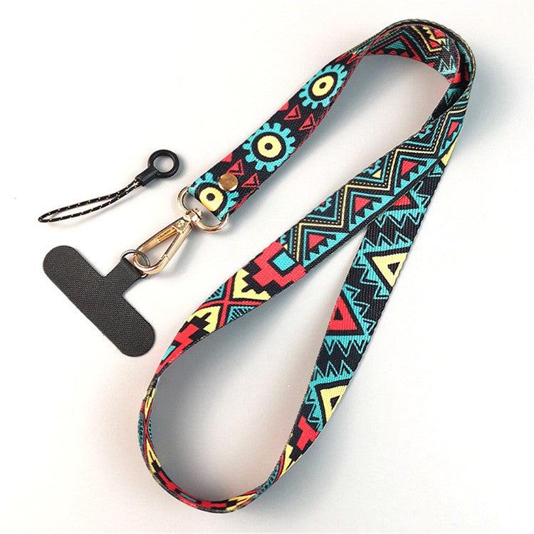 Phone Lanyard Ethnic Style Nylon Phone Neck Phone Charm with Tether Tab + Hanging Rope, Folded Length: 40cm - Maya Totem