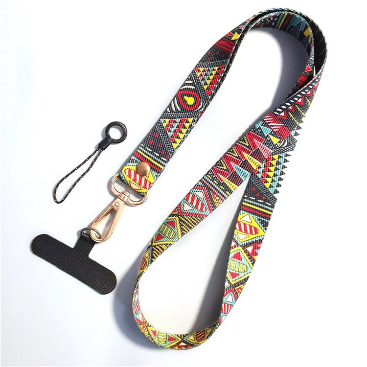 Phone Lanyard Ethnic Style Nylon Phone Neck Phone Charm with Tether Tab + Hanging Rope, Folded Length: 40cm - Pamir Totem