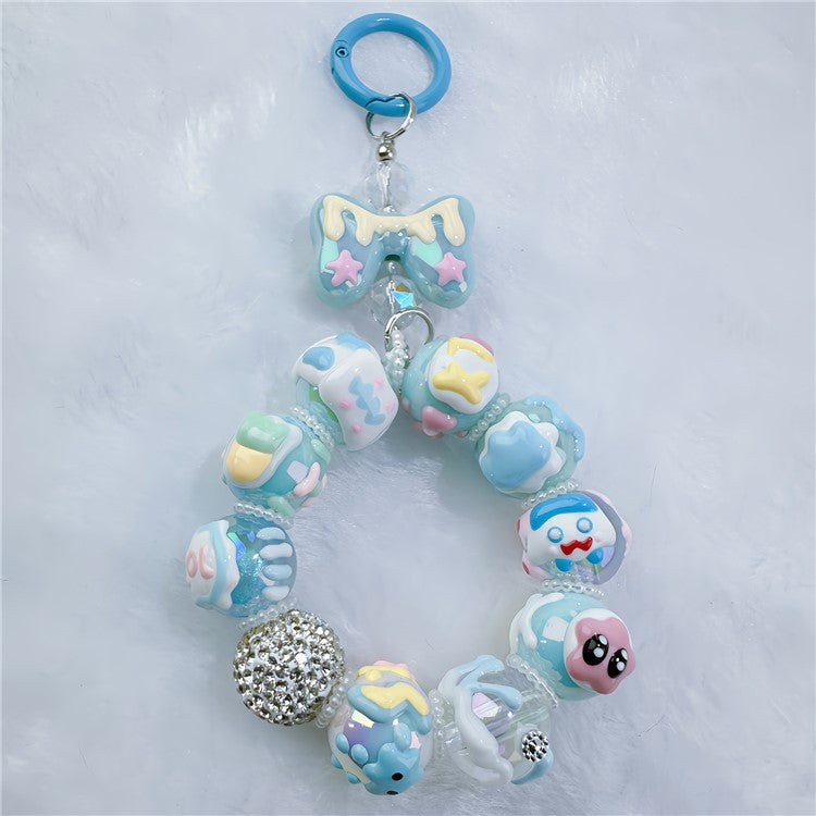 Acrylic Beaded Phone Lanyard Short 11cm Detachable Phone Bracelet Strap with Tether Tab - Style B