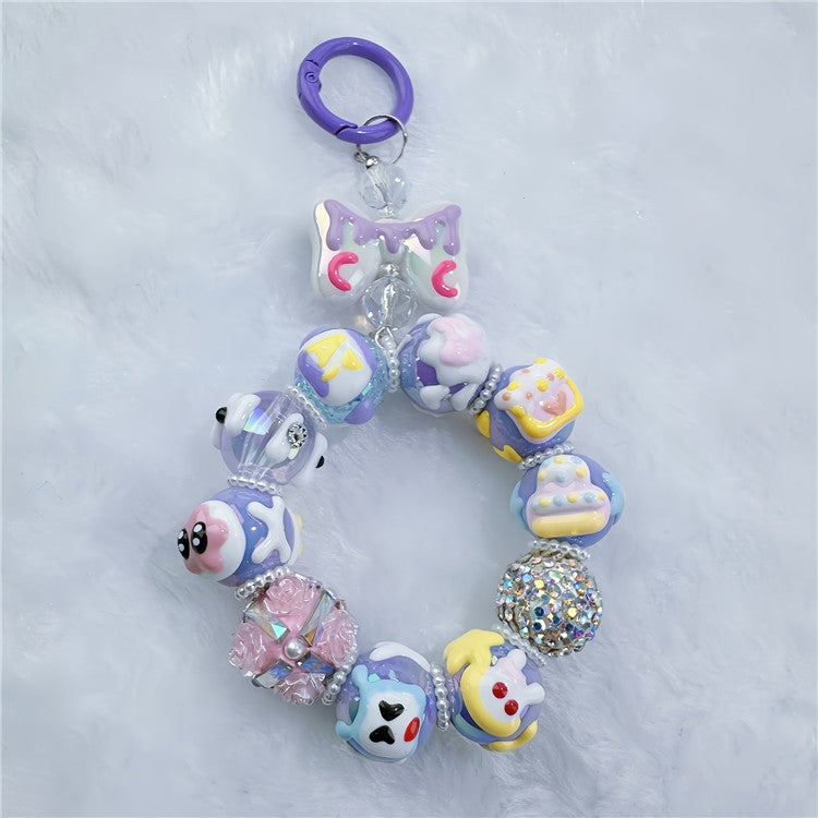 Acrylic Beaded Phone Lanyard Short 11cm Detachable Phone Bracelet Strap with Tether Tab - Style C