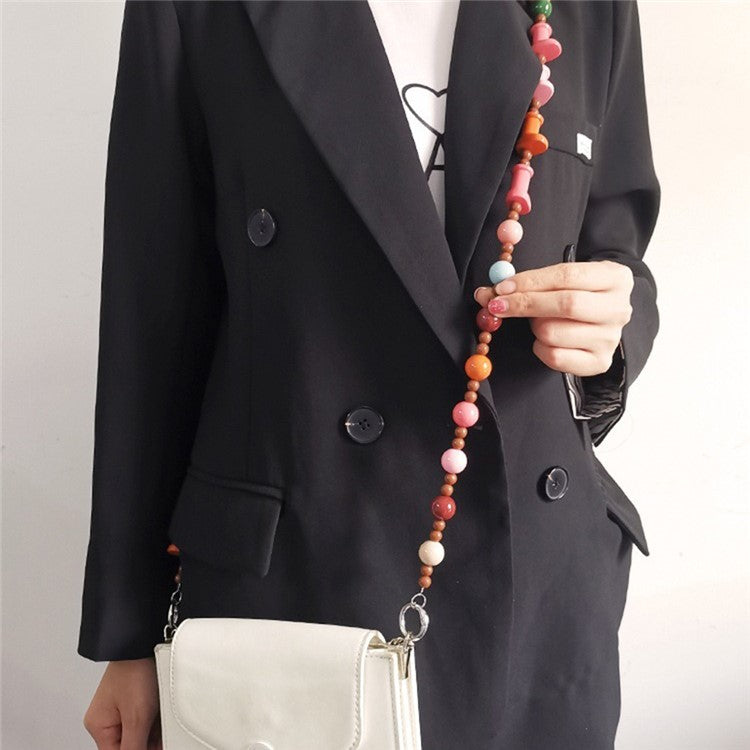 Phone Lanyard Crossbody Shoulder Neck Strap Boot-shaped Bead Chain with Tether Tab, Folded Length: 63.5cm - Colorful