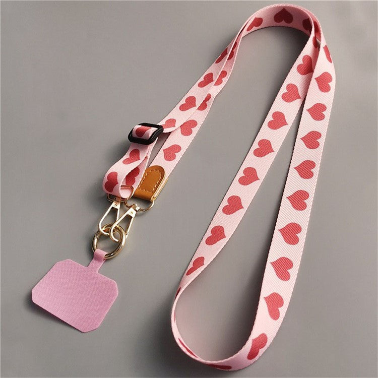 Crossbody Cell Phone Strap Universal Adjustable Phone Lanyard with Tether Tab, Folded Length: 61cm - Red Heart