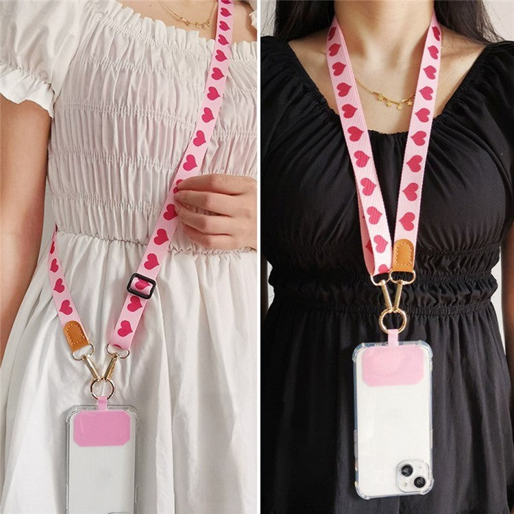 Crossbody Cell Phone Strap Universal Adjustable Phone Lanyard with Tether Tab, Folded Length: 61cm - Red Heart