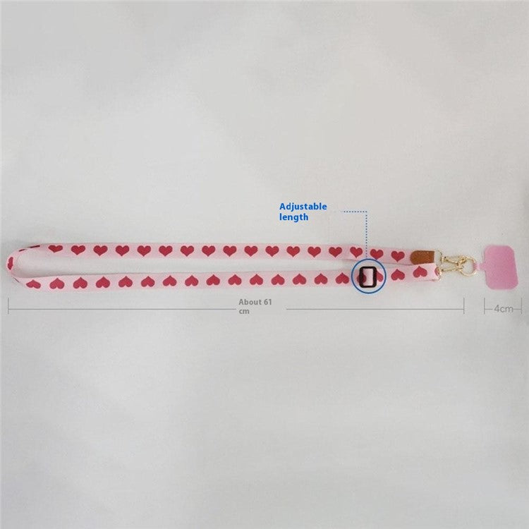 Crossbody Cell Phone Strap Universal Adjustable Phone Lanyard with Tether Tab, Folded Length: 61cm - Red Heart