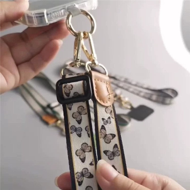 Crossbody Cell Phone Strap Universal Adjustable Phone Lanyard with Tether Tab, Folded Length: 61cm - Butterfly