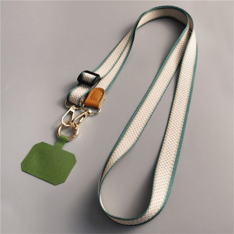 Crossbody Cell Phone Strap Universal Adjustable Phone Lanyard with Tether Tab, Folded Length: 61cm - White+Green