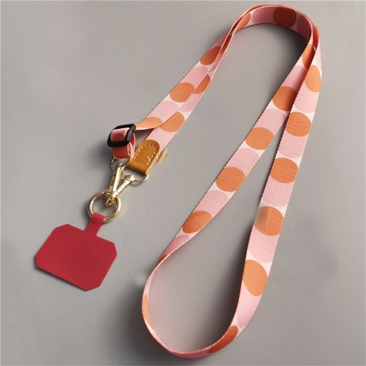 Crossbody Cell Phone Strap Universal Adjustable Phone Lanyard with Tether Tab, Folded Length: 61cm - Orange Circular Pattern