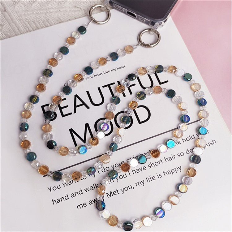 Phone Chain Crossbody Stylish Anti-Lost PVC Beaded Phone Strap with Tether Tab, Total Length: 115cm