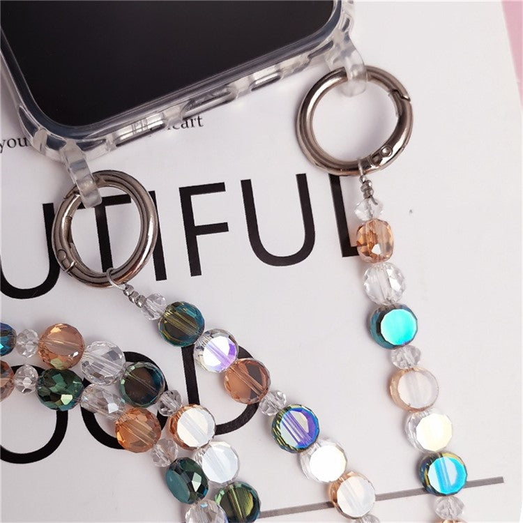 Phone Chain Crossbody Stylish Anti-Lost PVC Beaded Phone Strap with Tether Tab, Total Length: 115cm