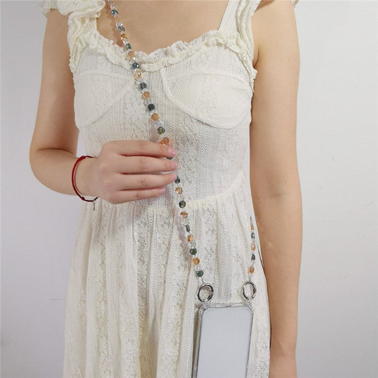 Phone Chain Crossbody Stylish Anti-Lost PVC Beaded Phone Strap with Tether Tab, Total Length: 115cm