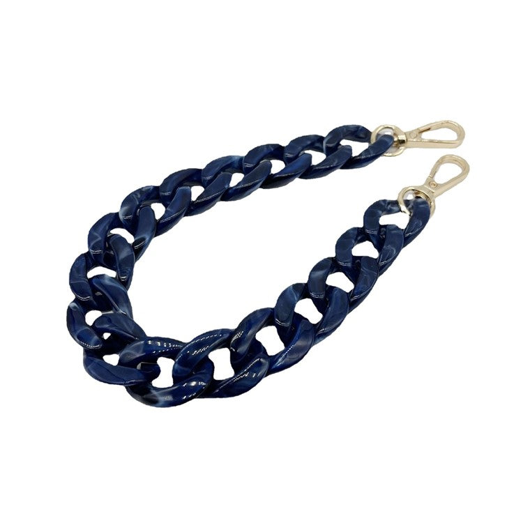 Phone Wrist Strap Phone Charms Acrylic Replacement Chain with Buckle, Total Length: 37cm - Dark Blue+White