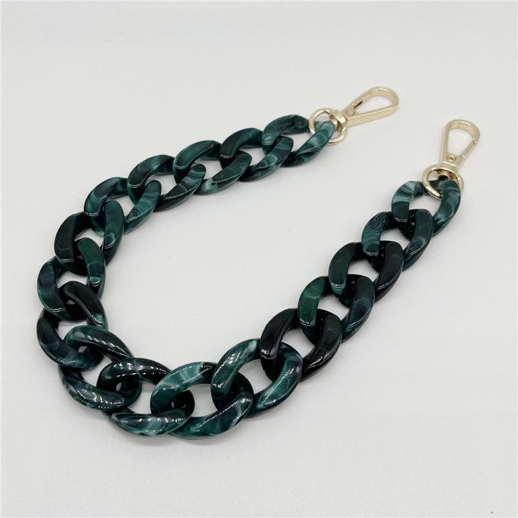 Phone Wrist Strap Phone Charms Acrylic Replacement Chain with Buckle, Total Length: 37cm - Dark Green White