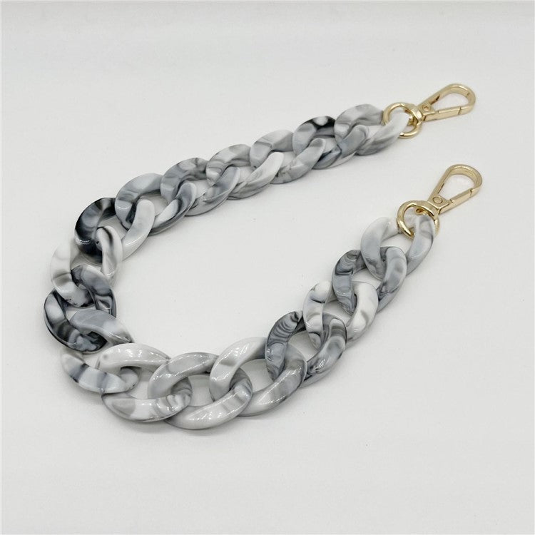 Phone Wrist Strap Phone Charms Acrylic Replacement Chain with Buckle, Total Length: 37cm - White Black