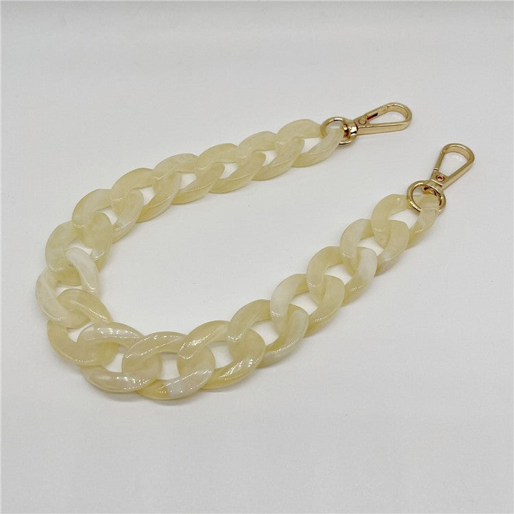 Phone Wrist Strap Phone Charms Acrylic Replacement Chain with Buckle, Total Length: 37cm - Transparent Yellow White