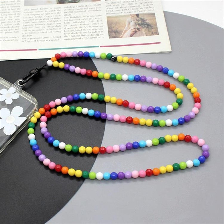 Phone Crossbody Strap Acrylic Beaded Cell Phone Lanyard with Tether Tab, Total Length: 122cm - Multi-Color