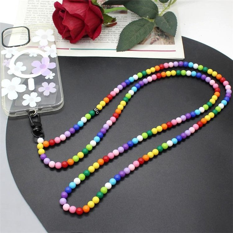 Phone Crossbody Strap Acrylic Beaded Cell Phone Lanyard with Tether Tab, Total Length: 122cm - Multi-Color