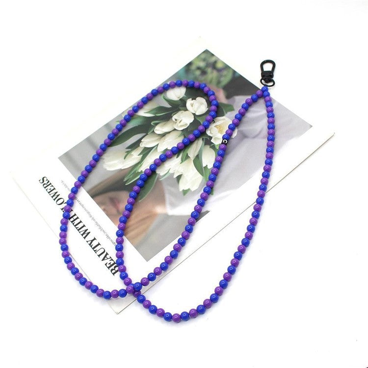 Phone Crossbody Strap Acrylic Beaded Cell Phone Lanyard with Tether Tab, Total Length: 122cm - Purple