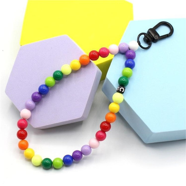 Phone Charms Strap Acrylic Beaded Wrist Strap for Phone Case with Tether Tab, Total Length: 30cm - Rainbow Candy