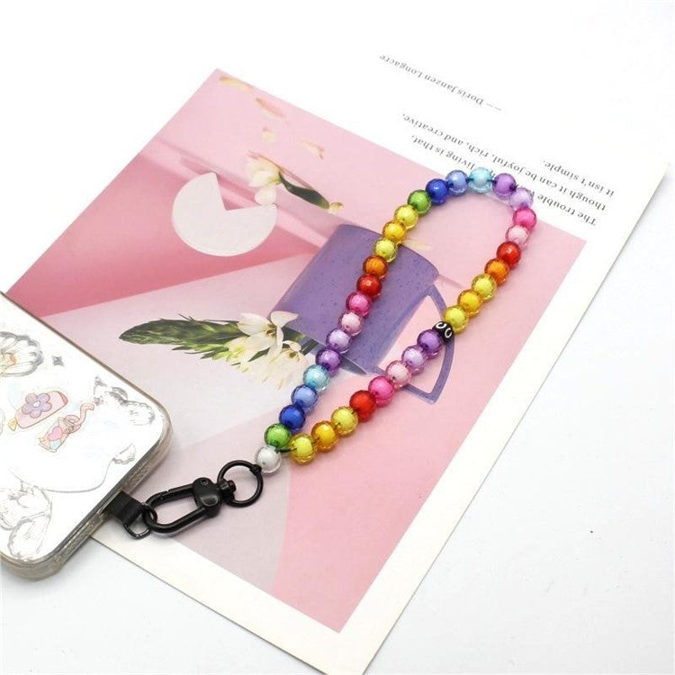 Phone Charms Strap Acrylic Beaded Wrist Strap for Phone Case with Tether Tab, Total Length: 30cm - Rainbow Candy