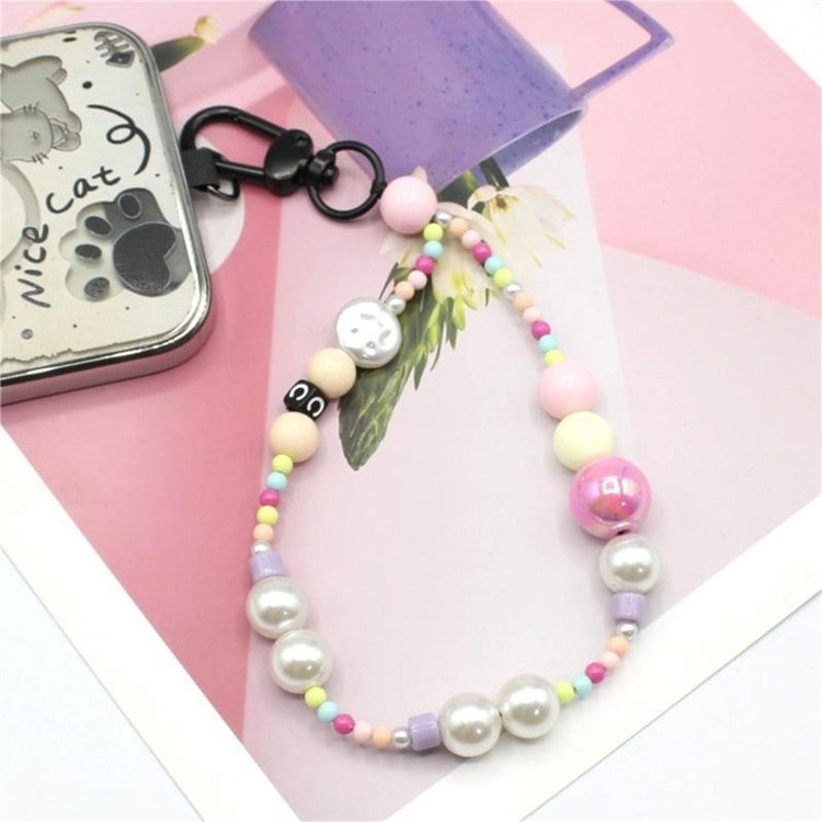 Phone Charms Strap Acrylic Beaded Wrist Strap for Phone Case with Tether Tab, Total Length: 30cm - Macaron Bead