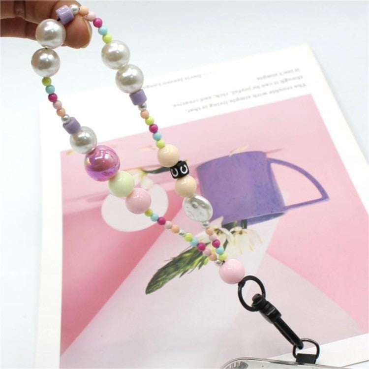 Phone Charms Strap Acrylic Beaded Wrist Strap for Phone Case with Tether Tab, Total Length: 30cm - Macaron Bead