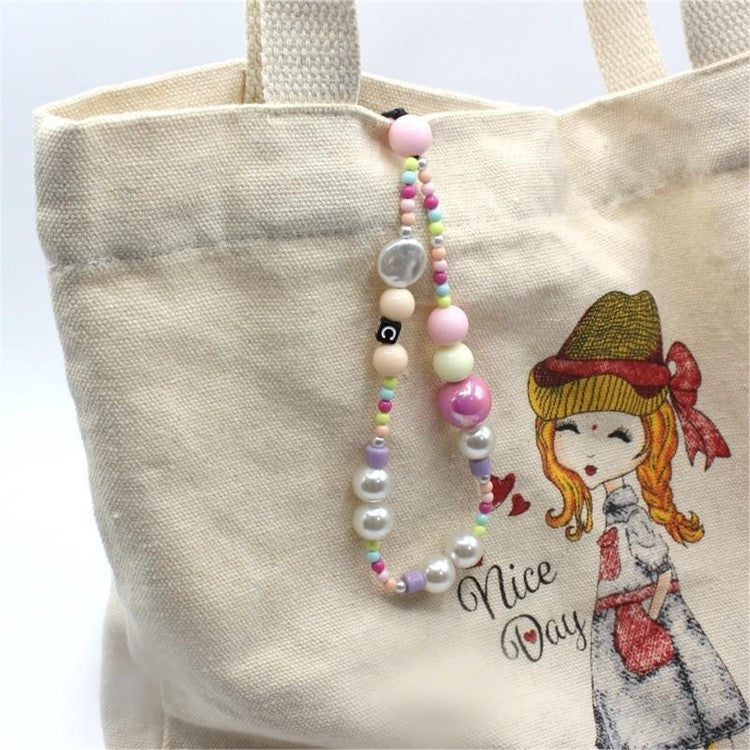 Phone Charms Strap Acrylic Beaded Wrist Strap for Phone Case with Tether Tab, Total Length: 30cm - Macaron Bead